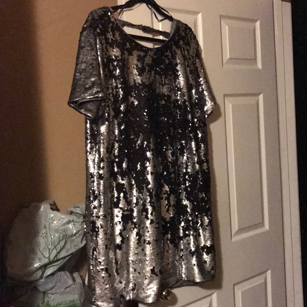 Silver and Black Sequence Dress